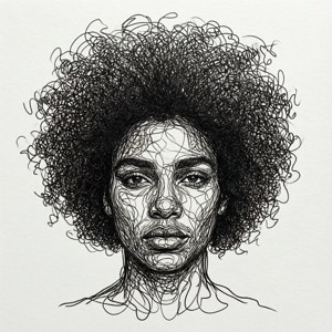 Line Art Afro Face