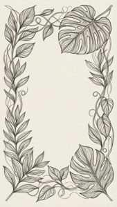 Line Art Botanical Border