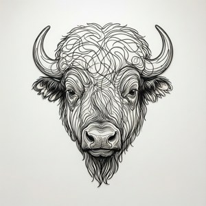 Line Art Buffalo Head