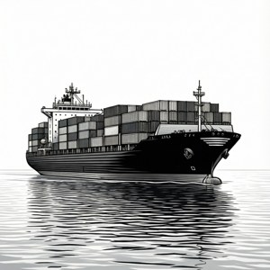 Line Art Container Ship