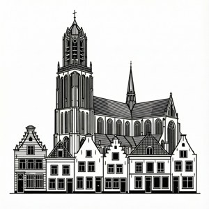 Line Art Dordrecht Skyline