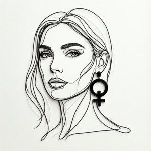Line Art Face with Earring