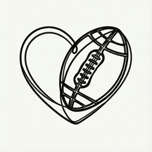 Line Art Football Heart