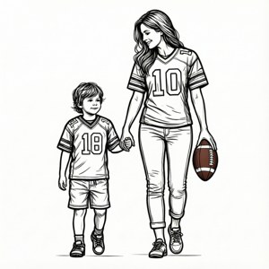 Line Art Football Mom