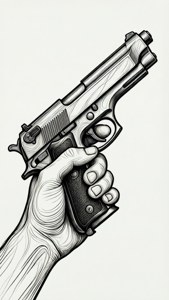 Line Art Gun Hand