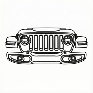 Line Art Jeep Grille Vector