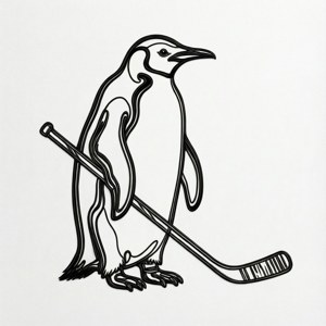 Line Art Penguin Stick