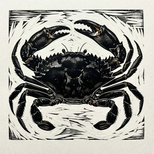 Linocut Crab Print