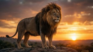 Lion at Sunset