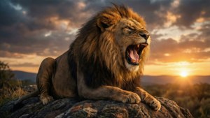 Lion Roar at Sunset