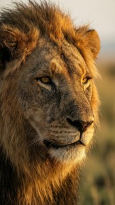 Lion's Intense Gaze