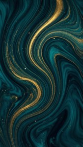 Liquid Gold Teal Swirl