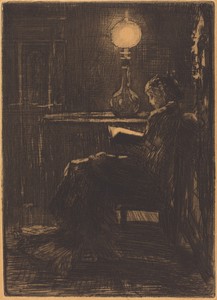 Liseuse à la Lampe (Woman Reading by Lamplight)