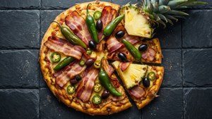 Loaded Pineapple Pizza Overhead