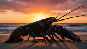Lobster Sunset Silhouette