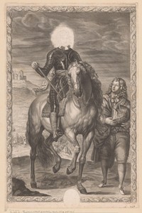 Lodewijk XIV van Frankrijk in een harnas op een paard