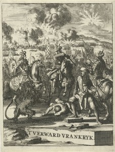 Lodewijk XIV verdedigt zich tegen Willem III in een ruitergevecht nabij Heidelberg