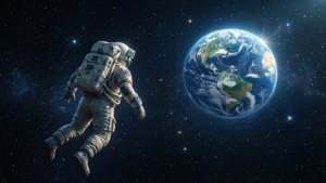 Lone Astronaut Over Earth