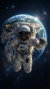 Lone Astronaut Over Earth
