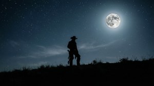 Lone Cowboy Under Stars