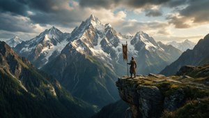 Lone Figure on Cliff
