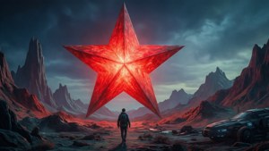 Lone Figure Under Giant Star