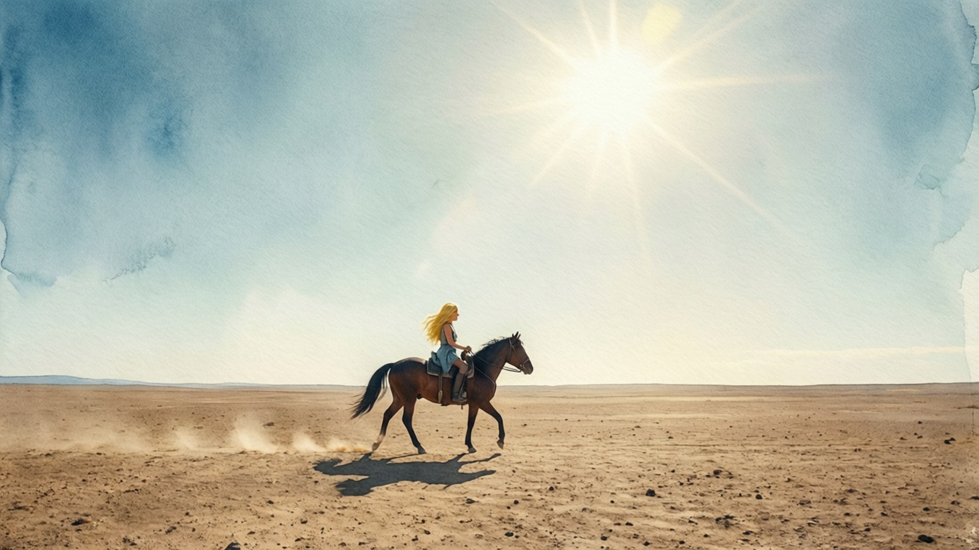 Lone Rider in the Desert by Wallpapers.art Studio