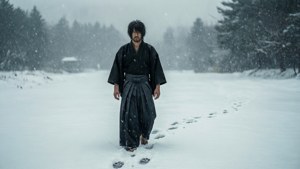 Lone Wanderer in Snow