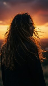 Long-Haired Sunset Silhouette