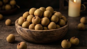 Longan in Wooden Bowl