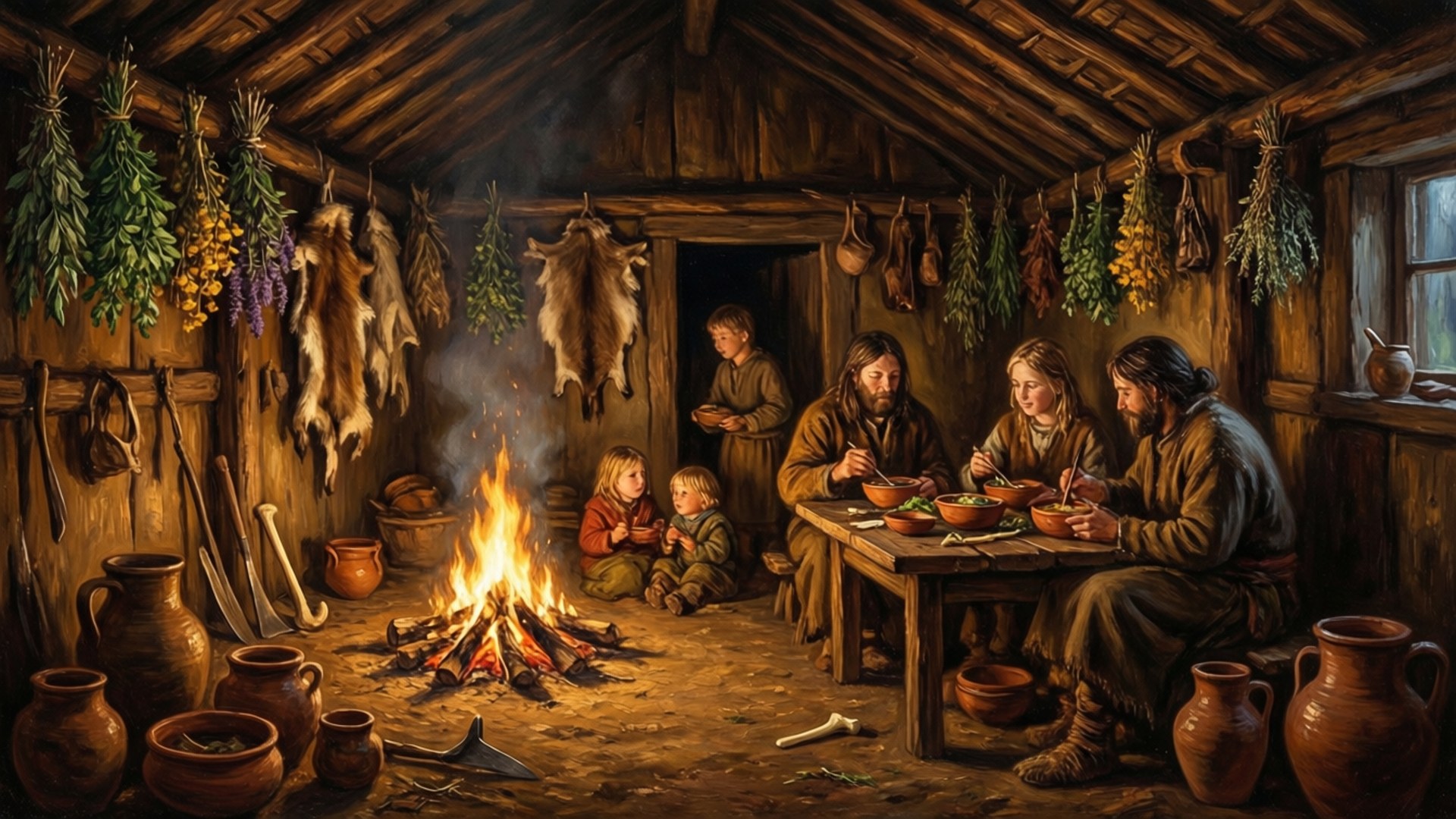 Longhouse Hearth Gathering by Wallpapers.art Studio