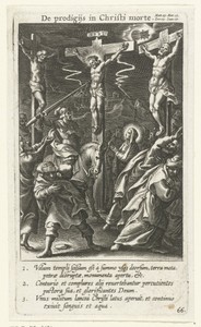 Longinus steekt zijn lans in de zij van de dode Christus aan het kruis