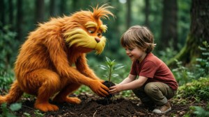 Lorax and Child Planting