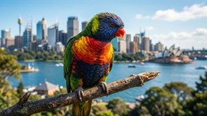 Lorikeet with Sydney Skyline