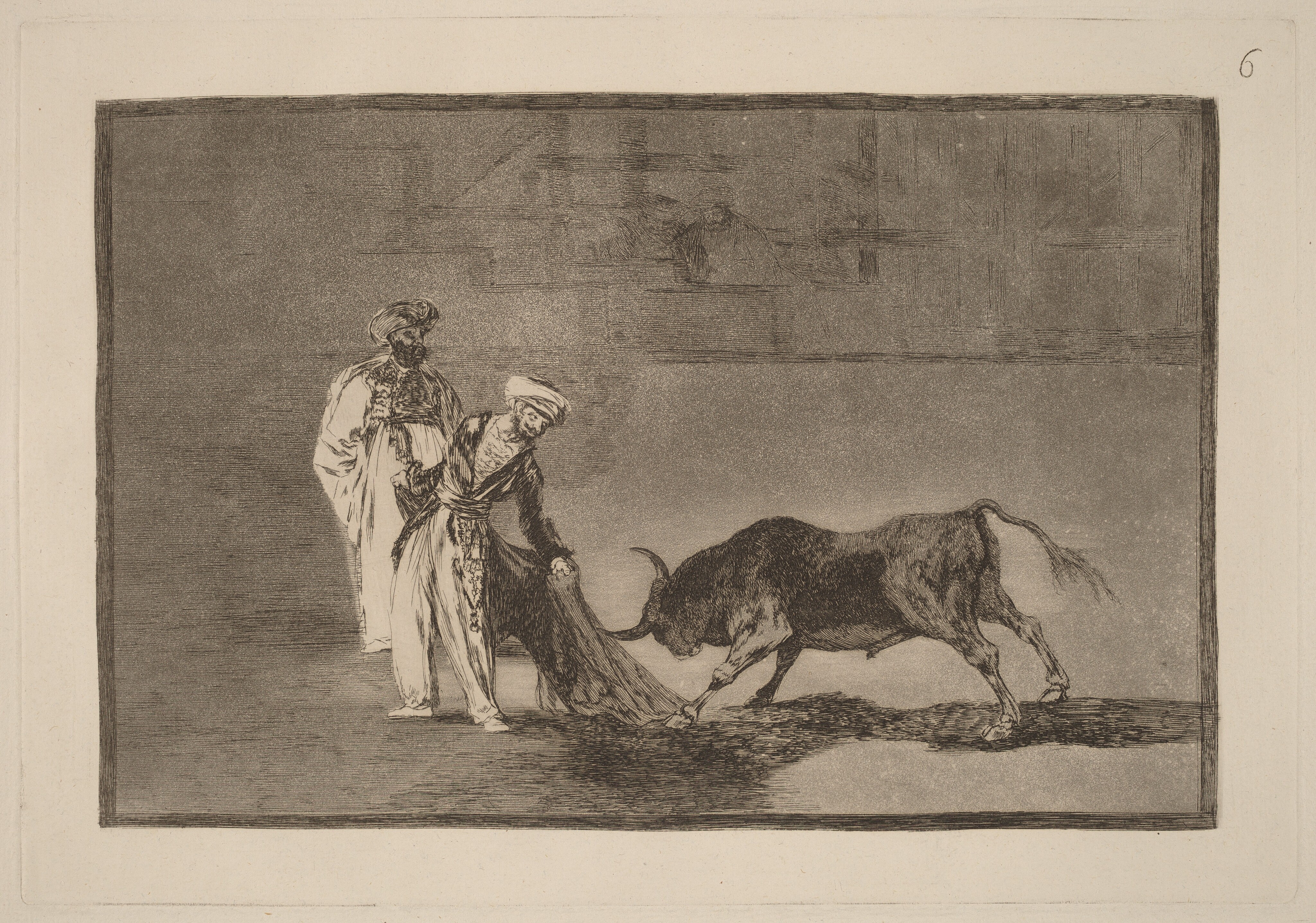 Los Moros hacen otro capeo en plaza con su albornoz (The Moors Make a Different Play in the Ring Calling the Bull with Their Burnous) by Francisco de Goya