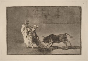 Los Moros hacen otro capeo en plaza con su albornoz (The Moors Make a Different Play in the Ring Calling the Bull with Their Burnous)