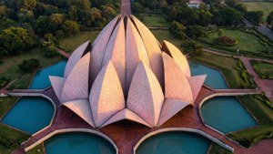 Lotus Temple Sunrise Aerial
