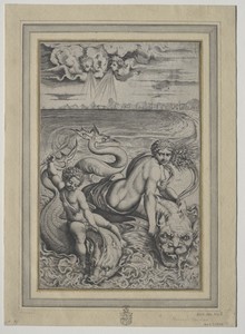 Love and Cupid Carried by Dolphins