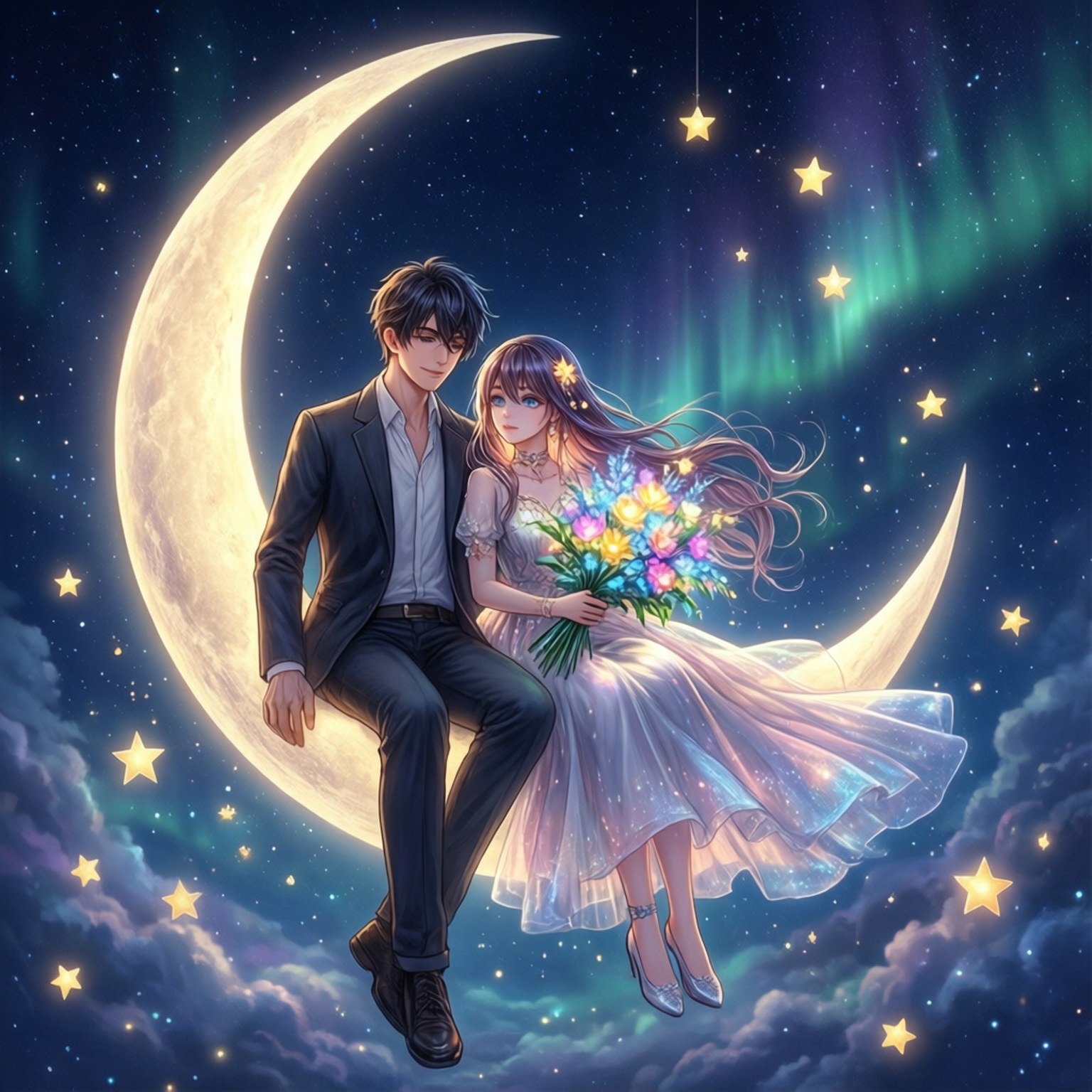 Lovers on the Moon by Wallpapers.art Studio