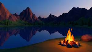 Low Poly Campfire Lake