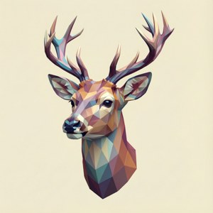 Low-Poly Deer Head 3D