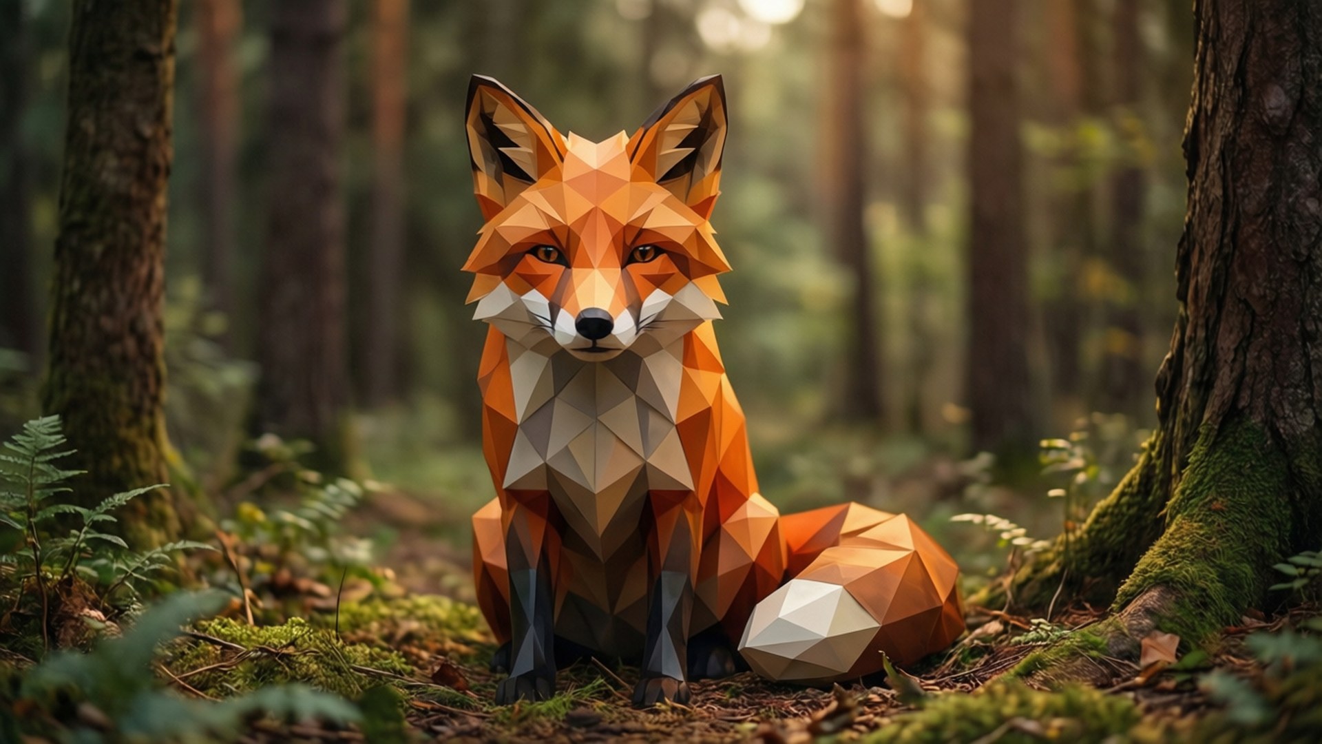 Low-Poly Forest Fox by Wallpapers.art Studio