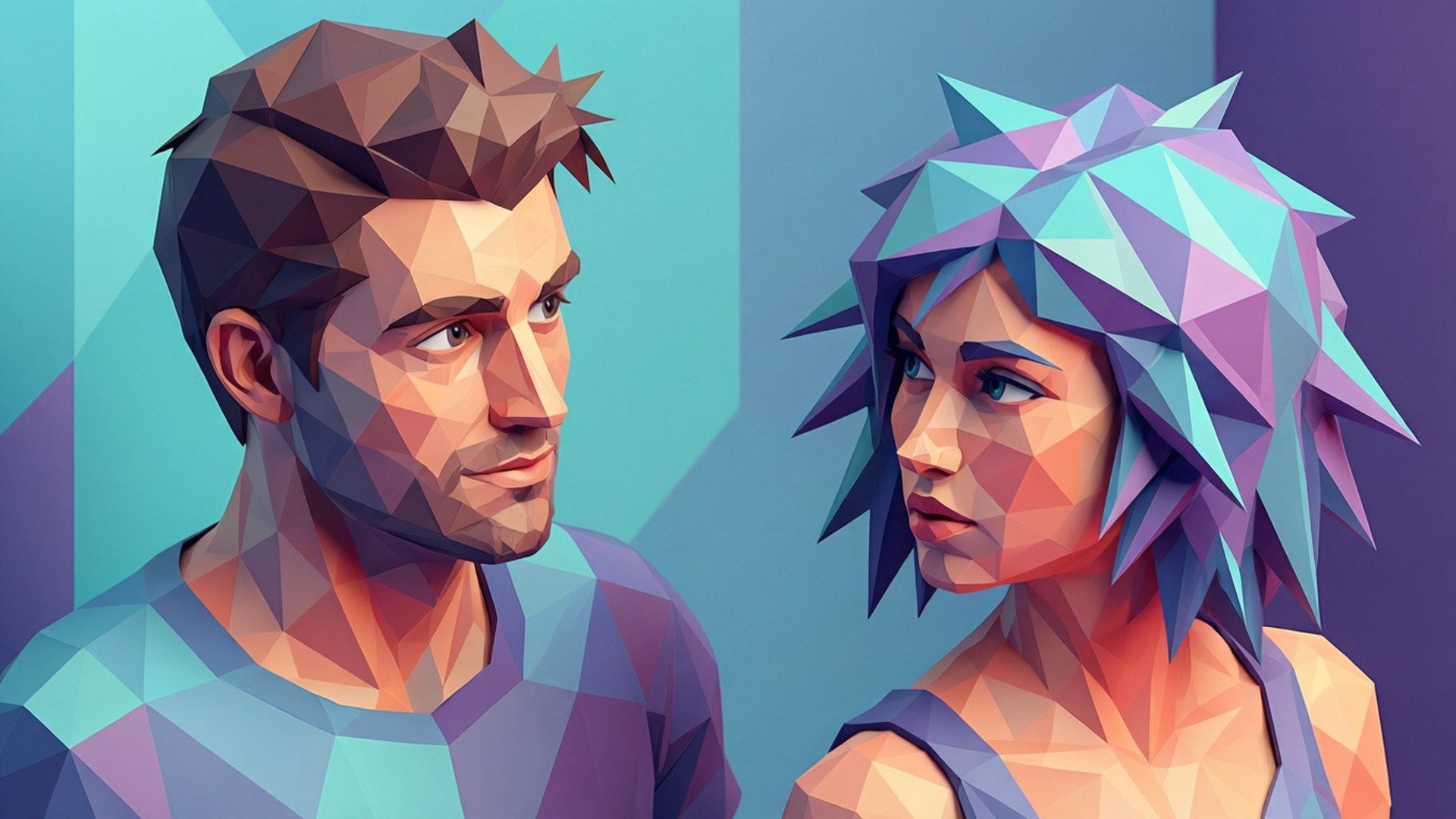 Low-Poly Love Triangle by Wallpapers.art Studio