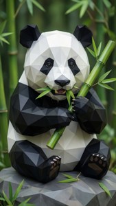 Low Poly Panda Eating