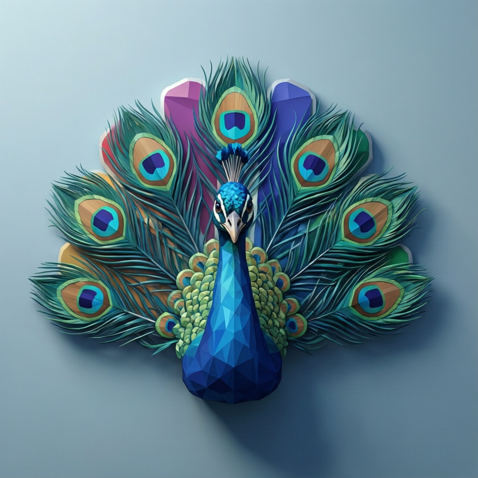Low Poly Peacock by Wallpapers.art Studio