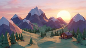 Low-Poly Sunset Mountains