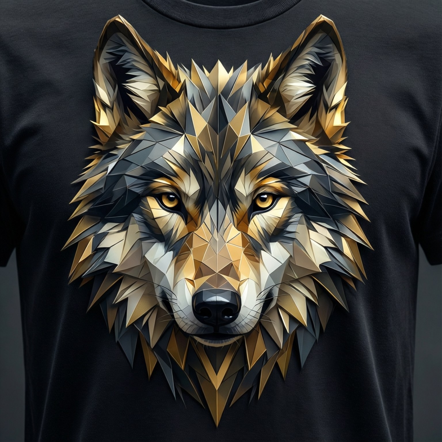 Low-Poly Wolf Gold by Wallpapers.art Studio