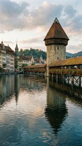 Lucerne Chapel Bridge Evening