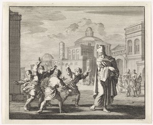 Lucius, de Ariaanse bisschop van Alexandië, trapt op een bal