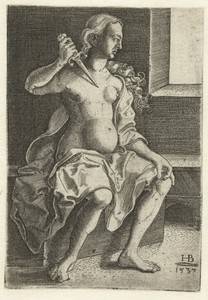 Lucretia steekt mes in haar borst